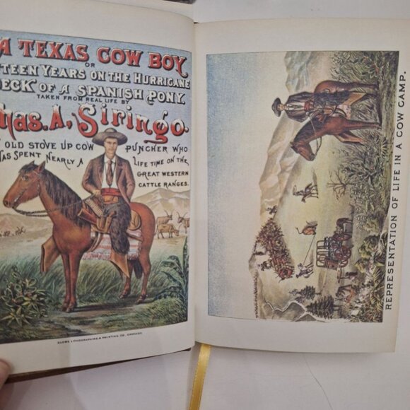 A‎ Texas Cow Boy Chas A Siringo Classics Old West 1980 Leather Ribbon Gold Book - Picture 3 of 8